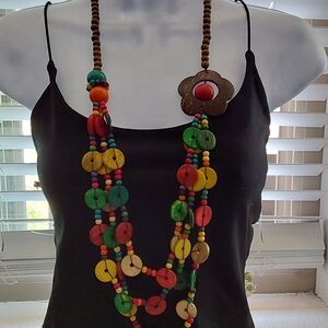 Multicolor Wooden Bead Necklace